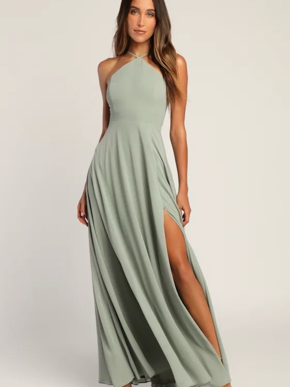 Lulu's Absolutely Breathtaking Sage Brush Maxi Dress